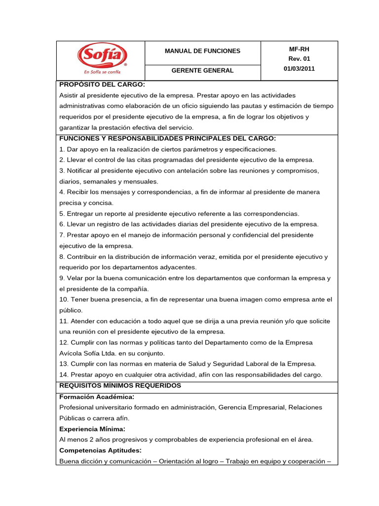 Manual de Funciones Gerenciales | PDF | Calidad (comercial) | Business