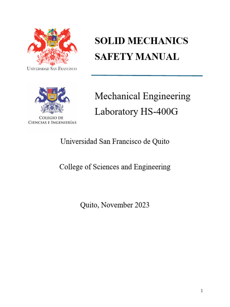 Solid Mechanics Laboratory Safety Guide | PDF | Laboratories | Personal ...