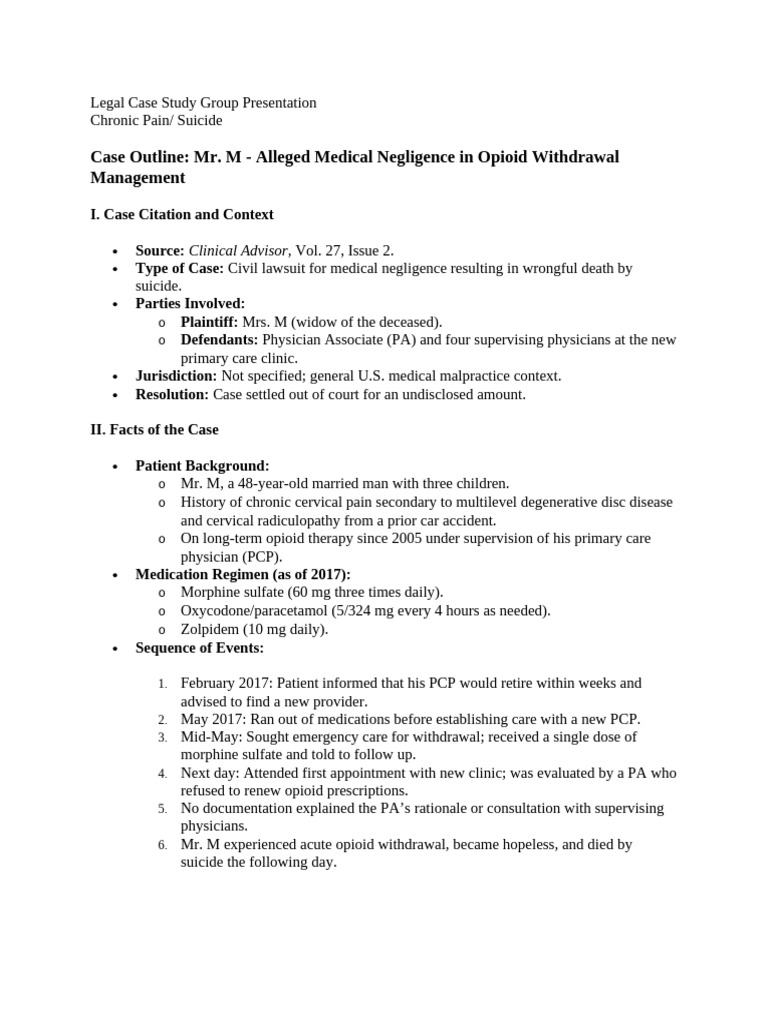 Legal Case Study Group Presentation | PDF | Opioid | Opioid Use Disorder