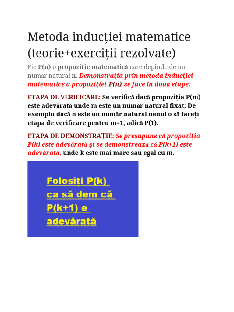 Metoda Inducției Matematice | PDF