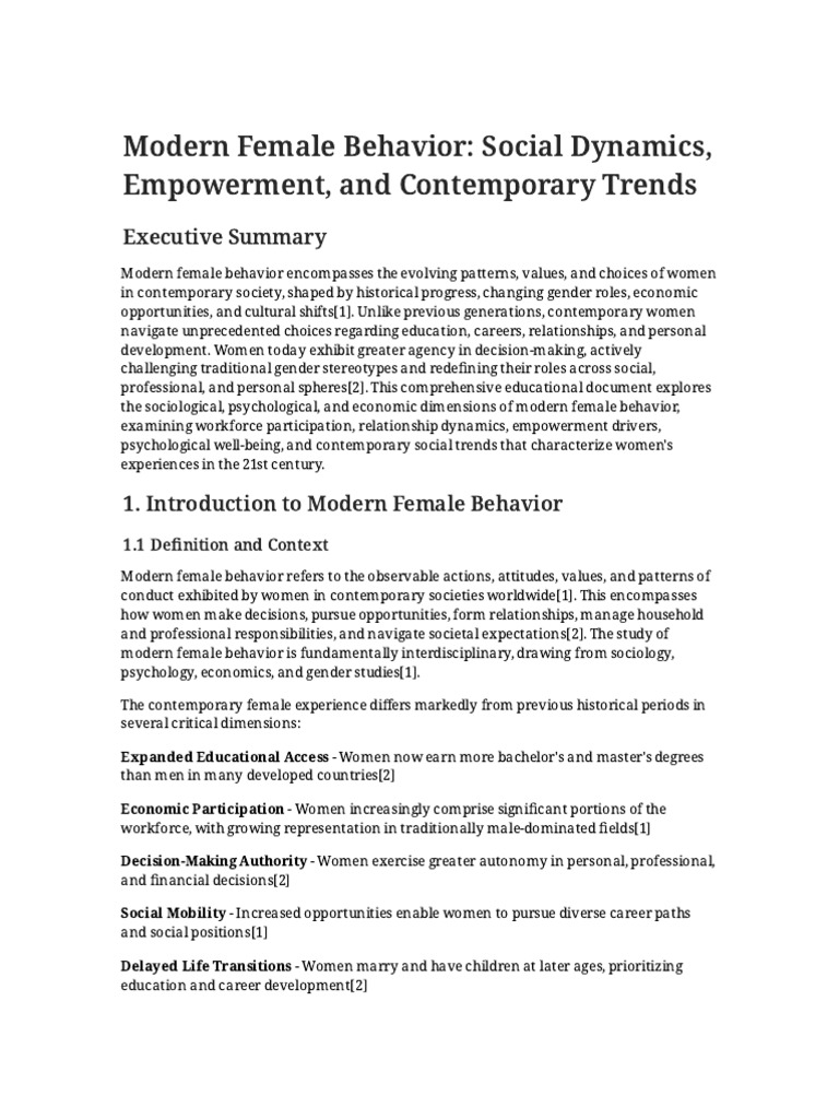 Modern Female Behavior | PDF | Woman | Gender Pay Gap
