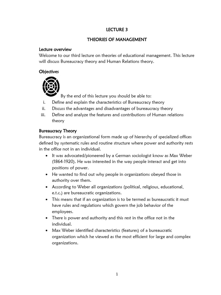 Management Theories: Bureaucracy & Human Relations | PDF | Bureaucracy ...