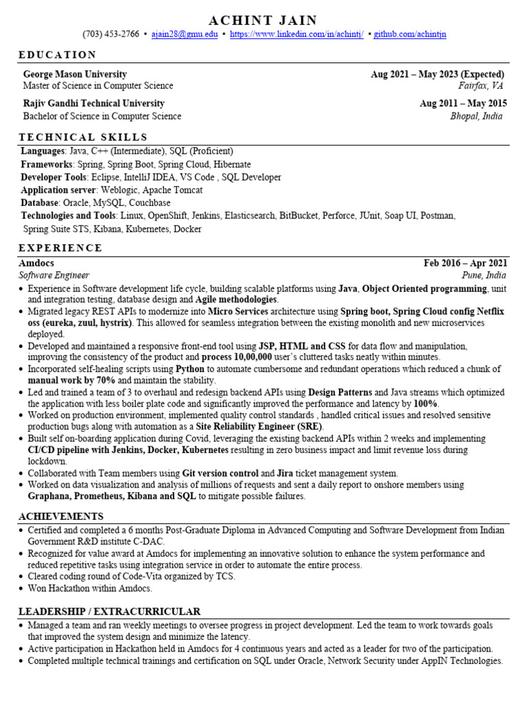 7684487_Achint_Jain_8413388_202204100320_Resume | PDF | Software ...