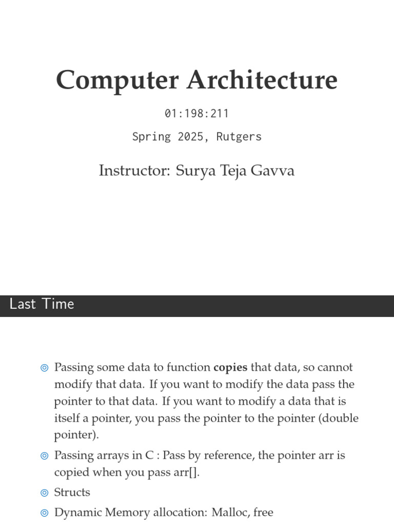 CS211 Lecture 7 | PDF | Pointer (Computer Programming) | Software ...