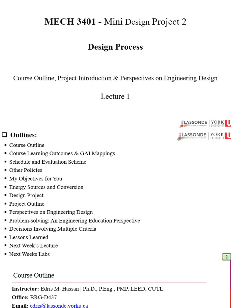 MECH 3401 Mini Design Project Overview | PDF | Engineering | Academic ...