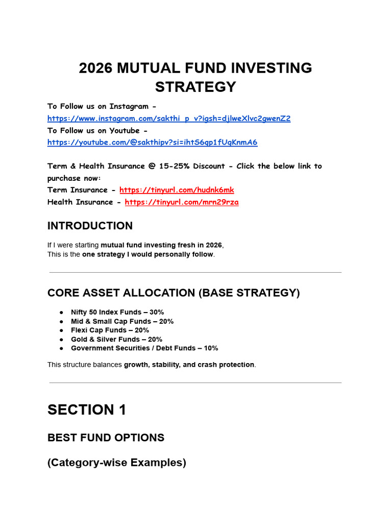 2026 Mutual Fund Investment Strategy | PDF | Index Fund | Investing