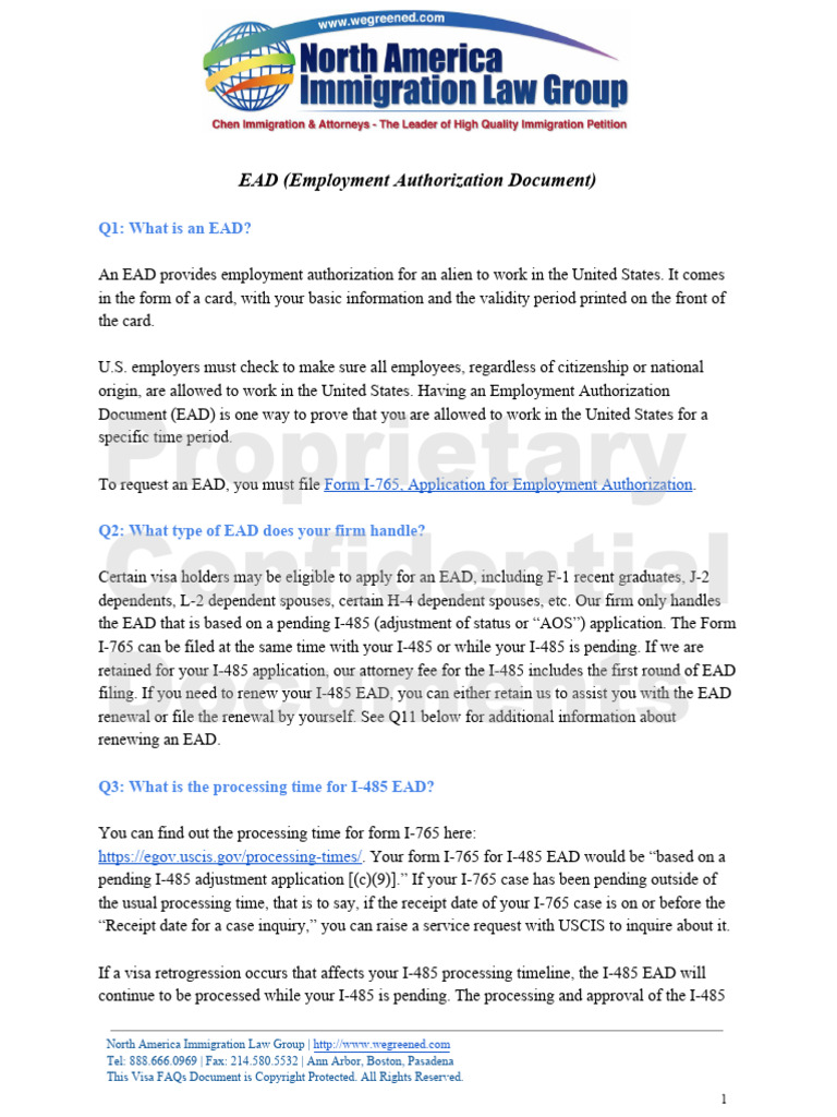 Understanding I-485 EAD for Employment | PDF | H 1 B Visa | Human Migration