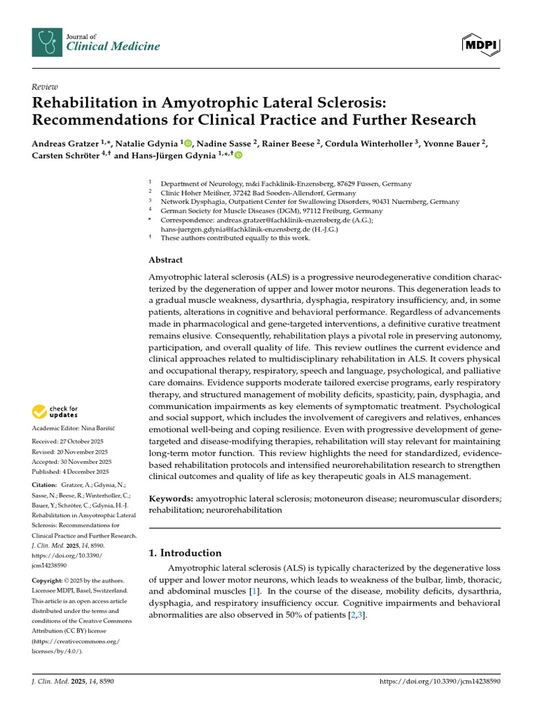 ALS Rehabilitation: Clinical Guidelines and Research | PDF
