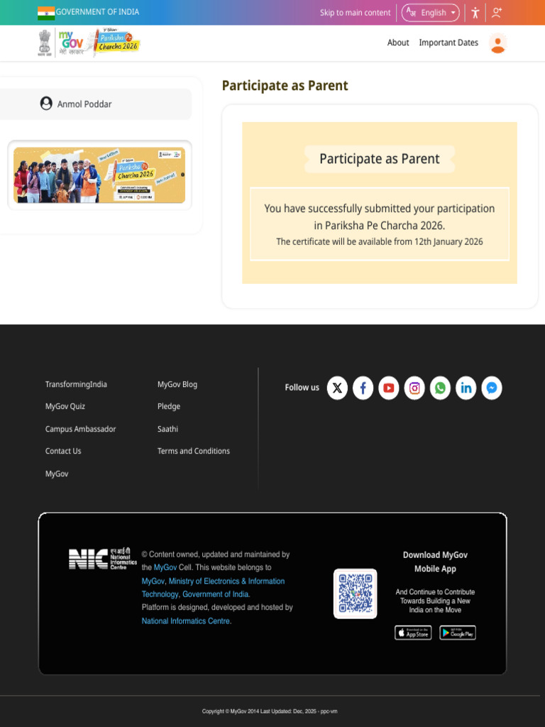 MyGov Participation Confirmation 2026 | PDF