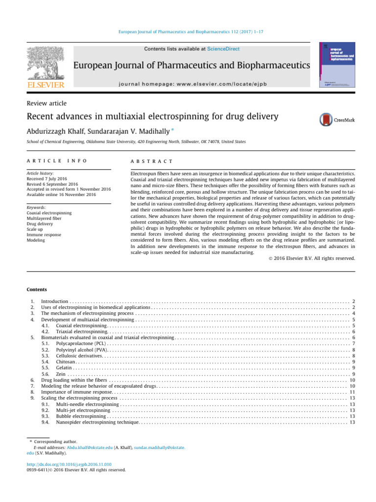 Recent Advances in Multiaxial Electrospinning for Drug Delivery | PDF ...