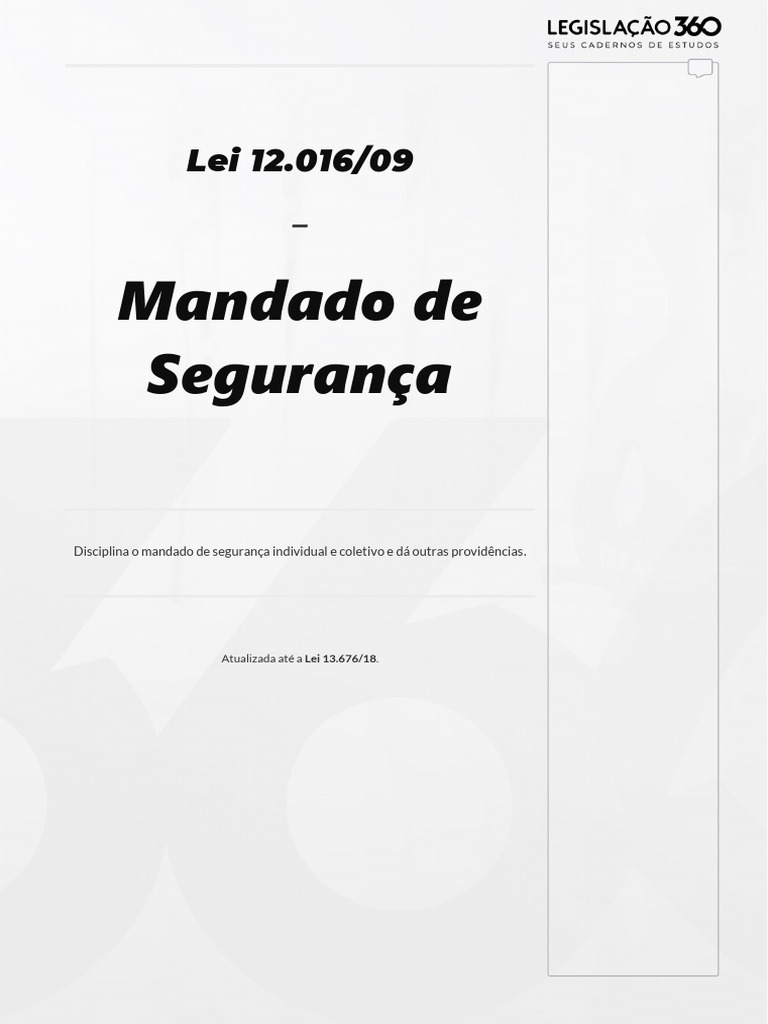 Mandado de Segurança: Lei 12.016/09 Explicada | PDF | Mandamus ...