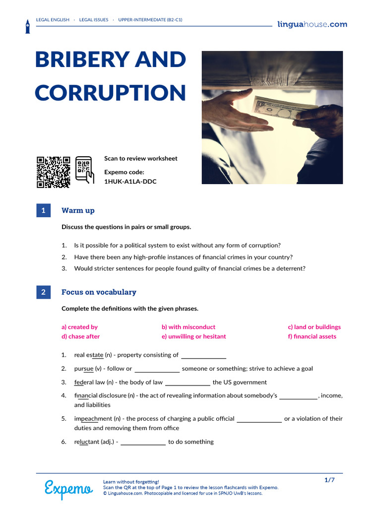 Bribery and Corruption British English Student B2 C1 | PDF | Corruption ...
