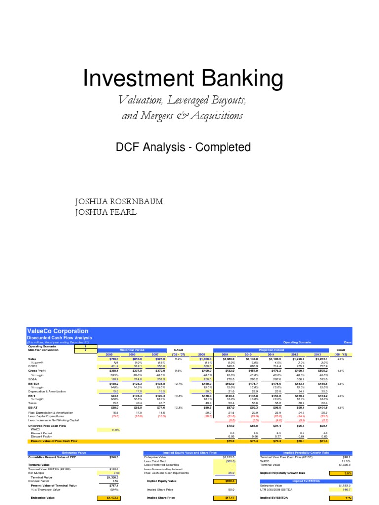 Dcf case study excel picture