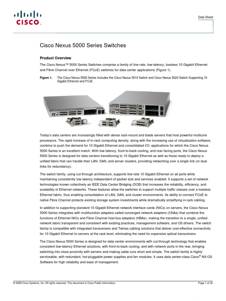 Data Sheet 5010 Nexus | PDF | Network Switch | Network Interface Controller