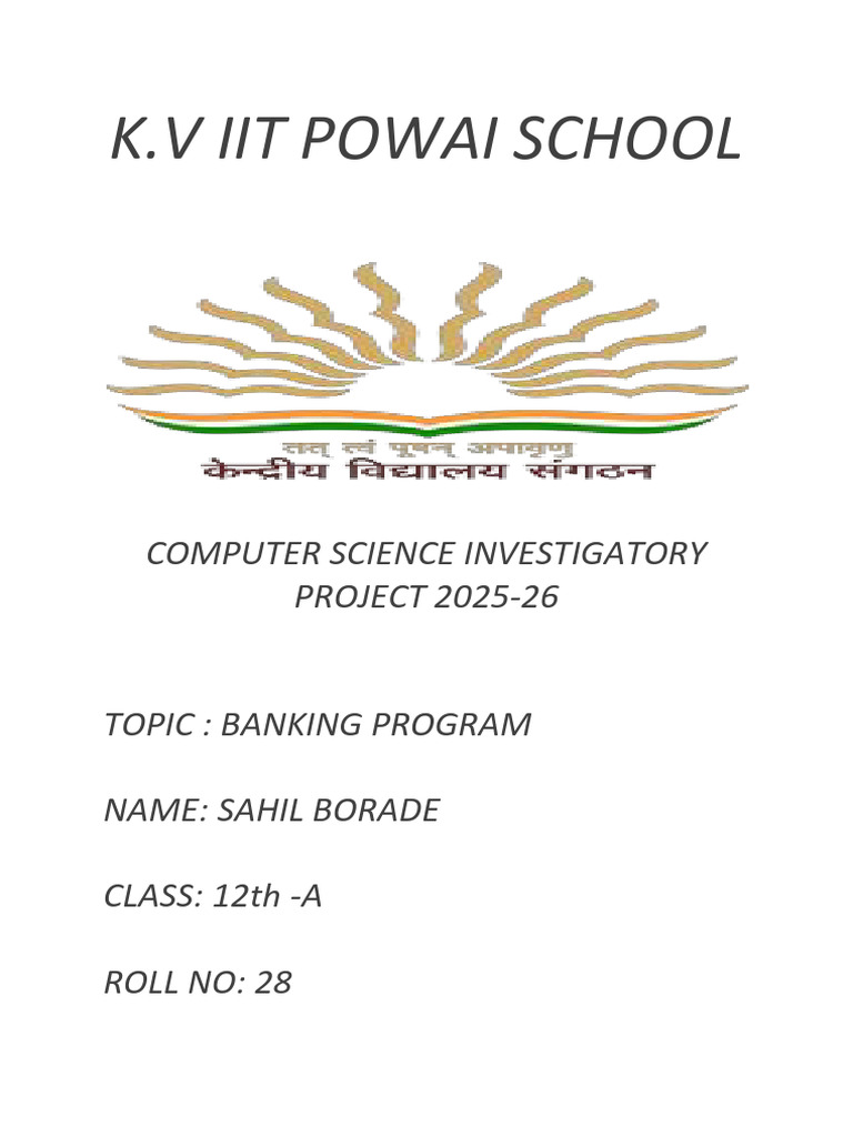 Banking Program Project Overview | PDF | Computer Programming ...