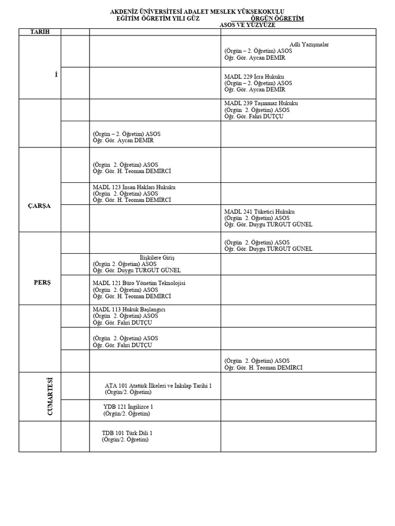 2021 2022 Guz Arasinav Programi 2 | PDF