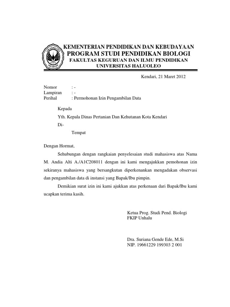 Contoh Surat Observasi Penelitian