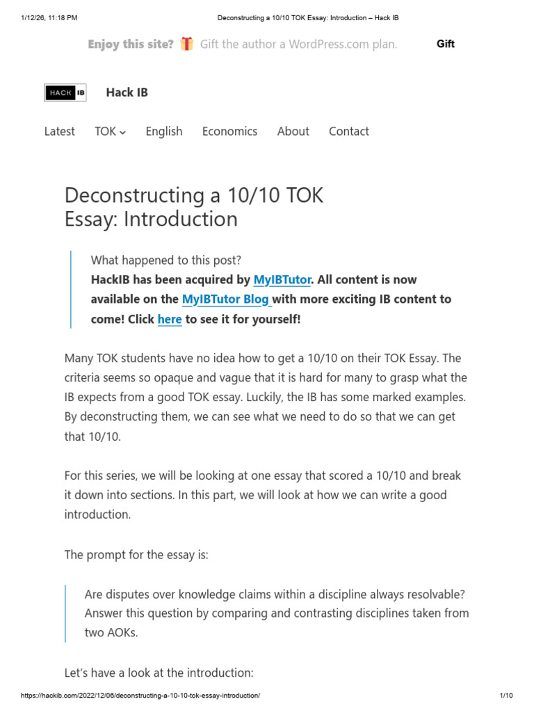 Deconstructing a 10_10 TOK Essay_ Introduction – Hack IB | PDF ...