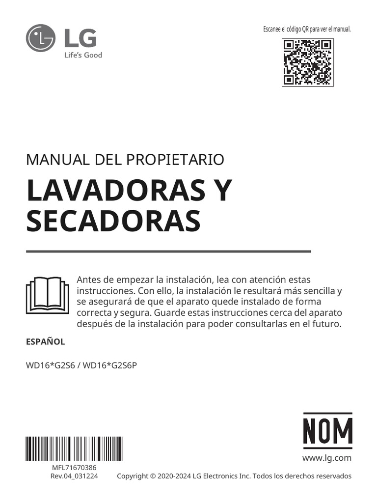 Manual de Instalación Lavadoras y Secadoras | PDF | Enchufes y tomas de ...