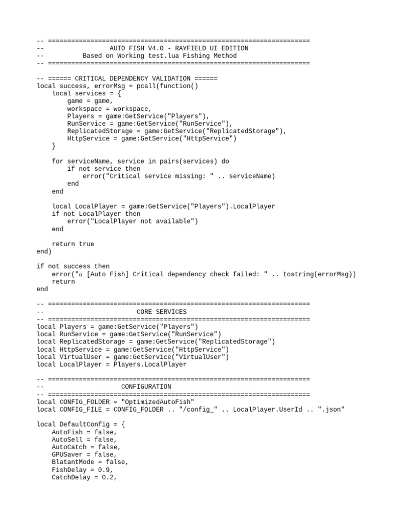 Auto Fish Script for Roblox V4.0 | PDF | Computing