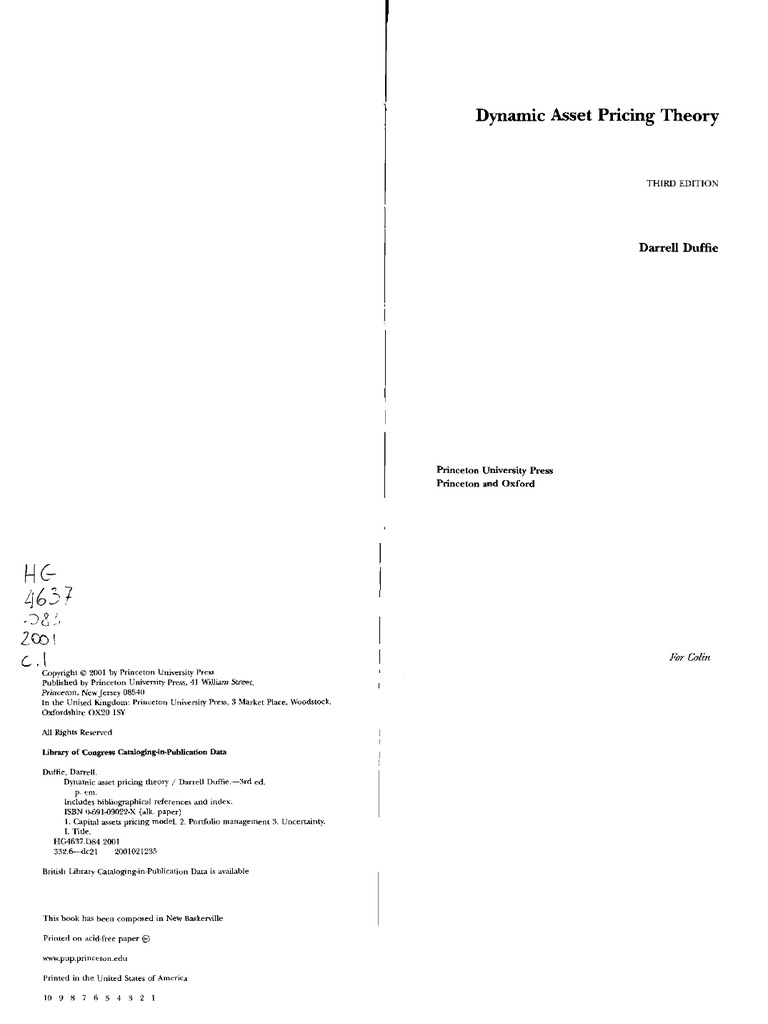 Duffie Dynamic Asset Pricing Theory PDF