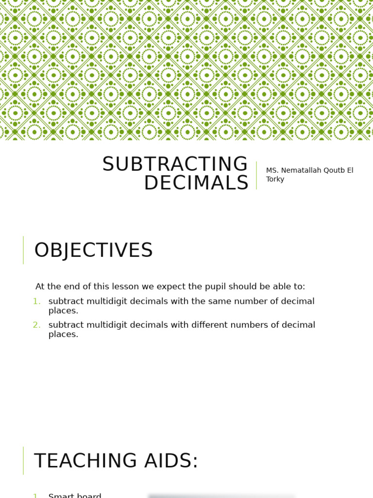Subtracting Multidigit Decimals Guide | PDF
