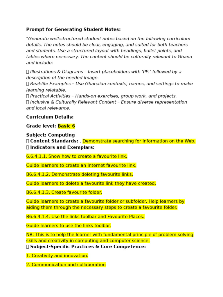Ghanaian Computing Notes for Basic 6 | PDF