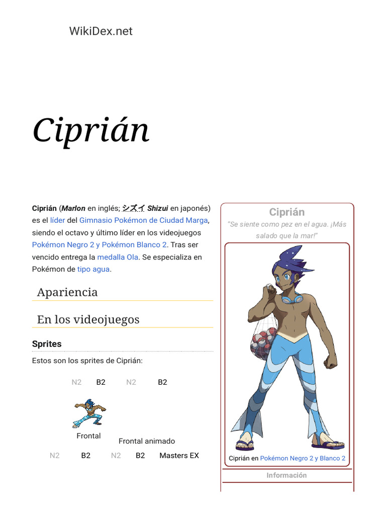 Líder Ciprián en Pokémon Negro 2 | PDF