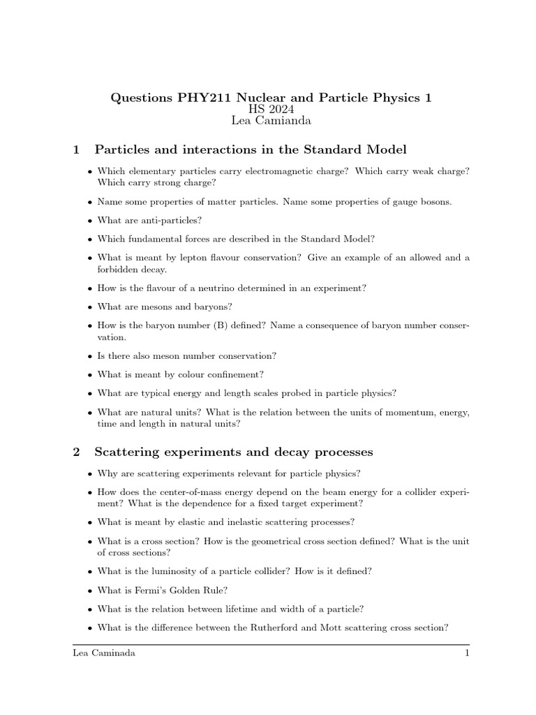 PHY211 Nuclear & Particle Physics Guide | PDF | Elementary Particle | Quark