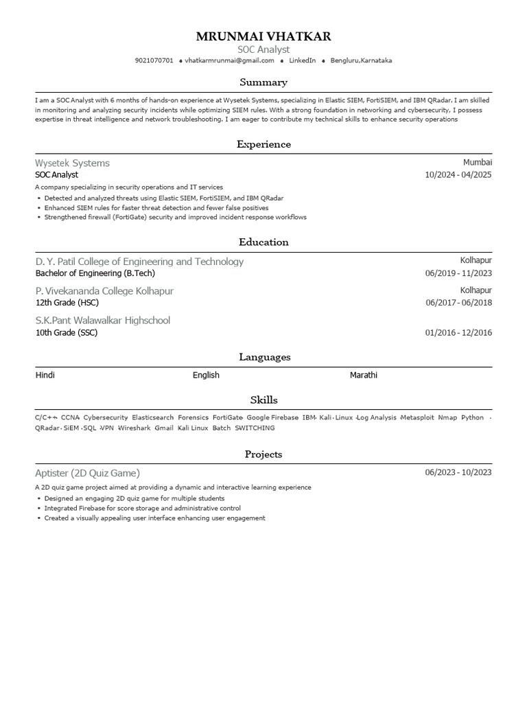 Mrunmai.Vhatkar.BTech | PDF | Computing | Information Technology