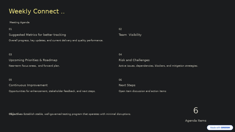 Weekly Meeting Agenda & Objectives | PDF