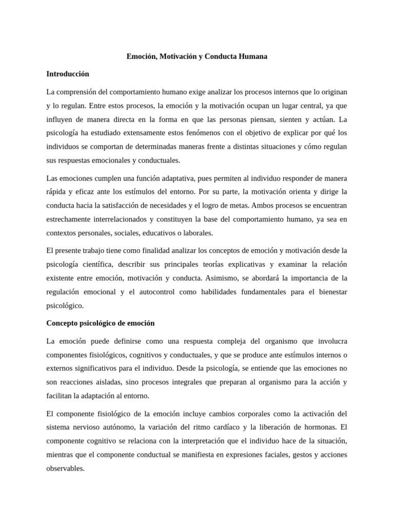 Emoción y Motivación en la Conducta Humana | PDF | Las emociones ...