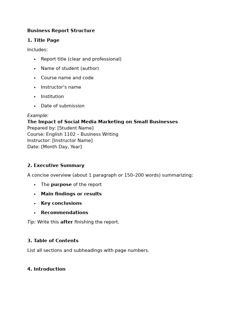 Business Report Structure Guide | PDF | Information | Data