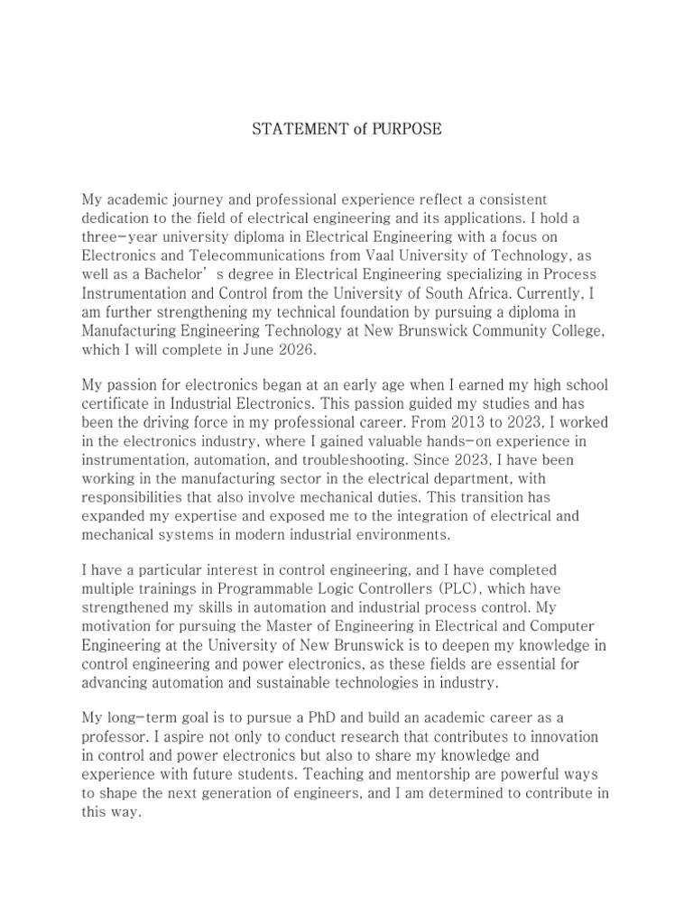Statement of Purpose | PDF