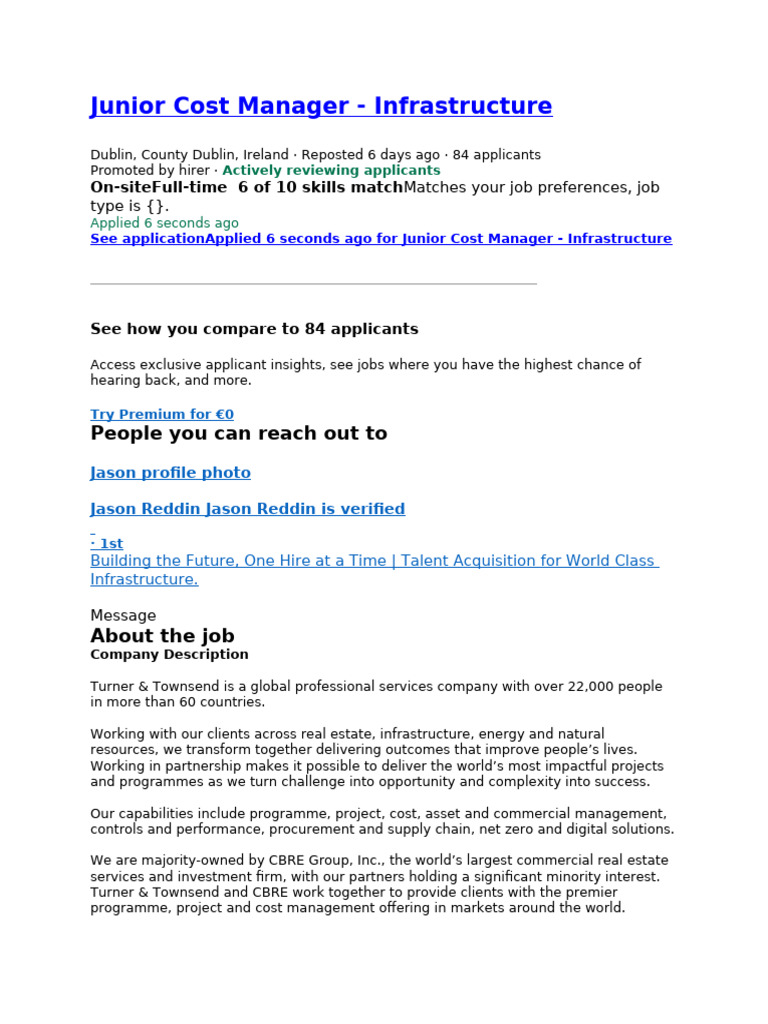 Junior Cost Manager | PDF | Project Management | Risk Management