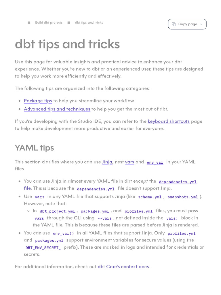 Essential dbt Tips and Tricks Guide | PDF | Computing | Data Management
