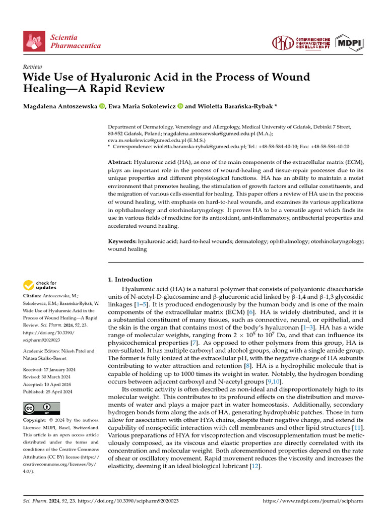 scipharm-92-00023 | PDF | Wound | Wound Healing