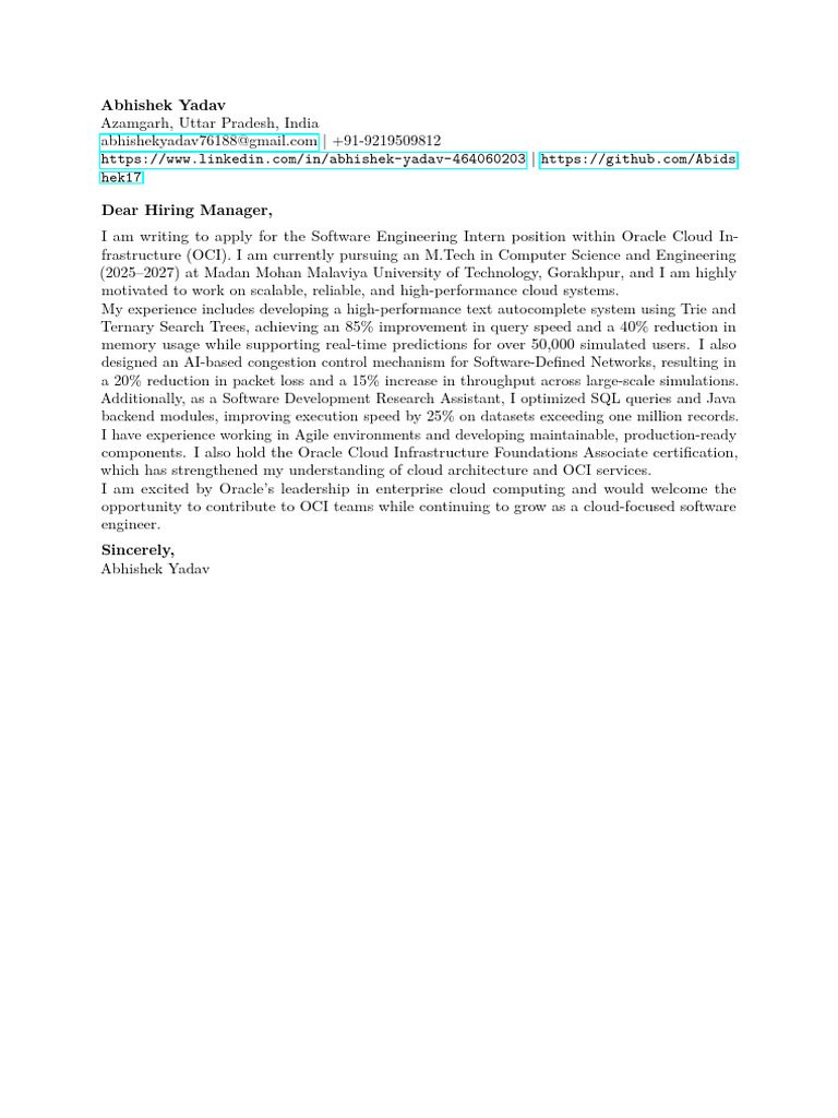 Software Engineering Intern Application | PDF