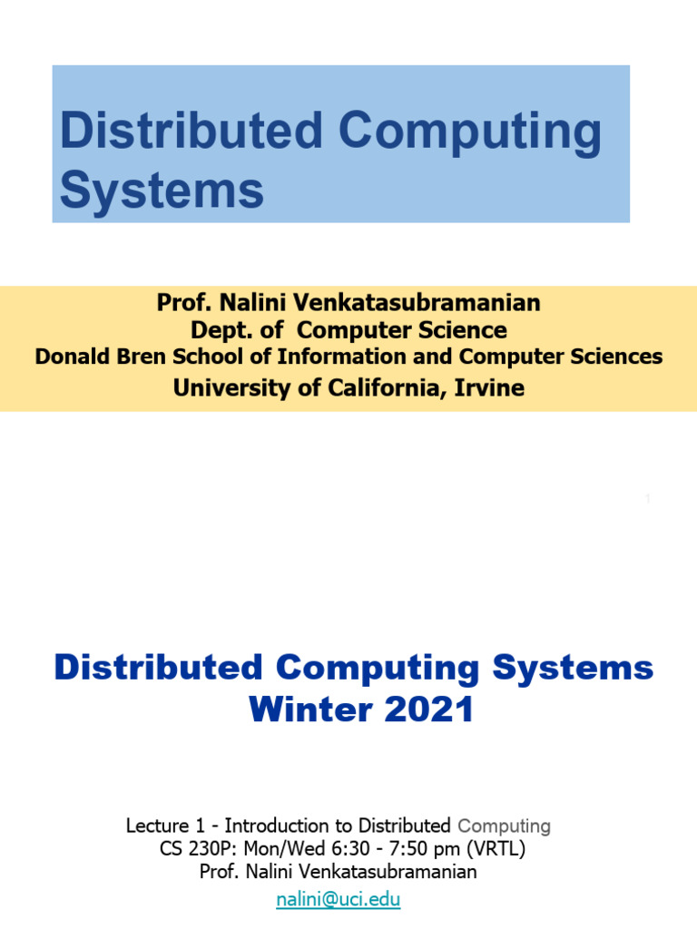 CS230: Distributed Computing Systems Syllabus | PDF