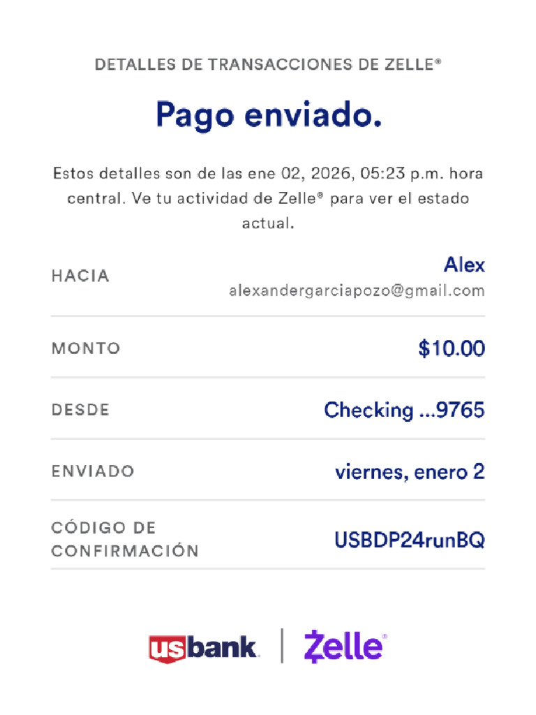 Zelle Transaction Details 01022026182338 | PDF