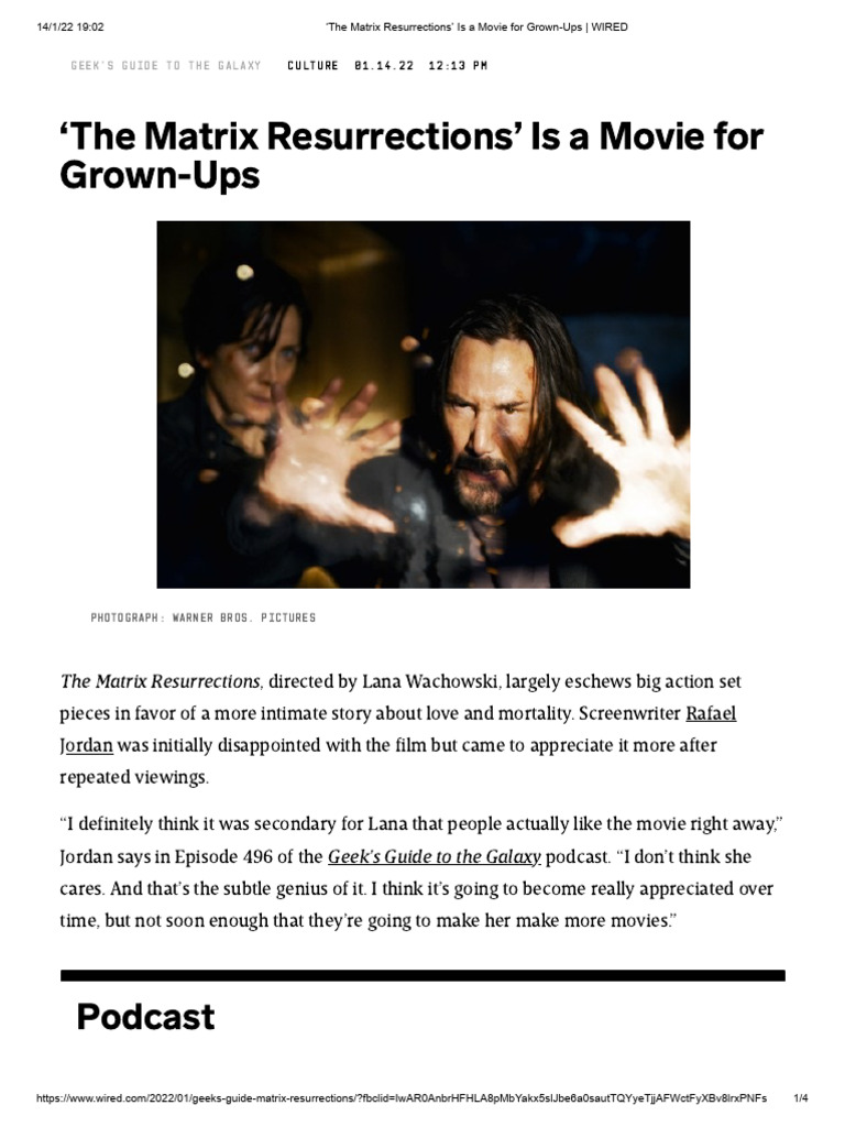 The Matrix Resurrections’ is a Movie for Grown-Ups WIRED - Desconocido ...