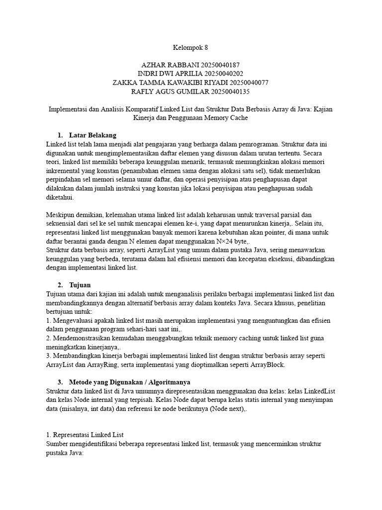 Analisis Kinerja Linked List vs Array | PDF