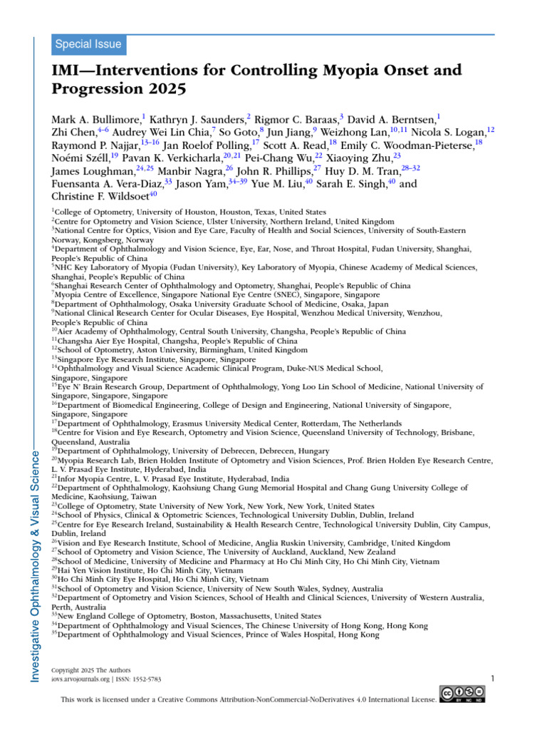 Myopia Control Interventions 2025 | PDF | Myopia | Vision