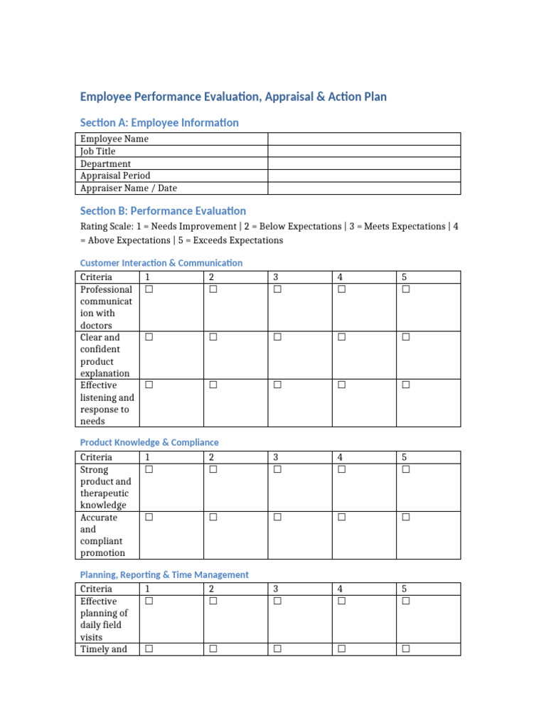 Employee Performance Evaluation Template | PDF