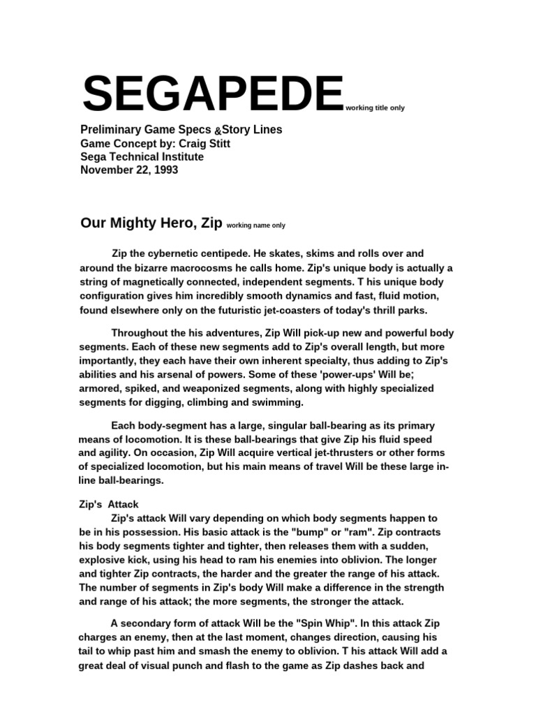 Segapede_MD_designdoc_gamespecs_storylines | PDF