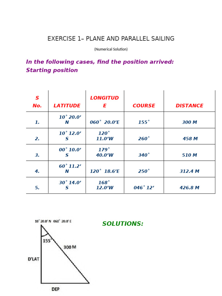 Plane and Parallel Sailing Solutions | PDF | Chess Theory | Chess Openings