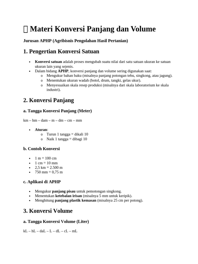 Konversi Panjang dan Volume APHP | PDF