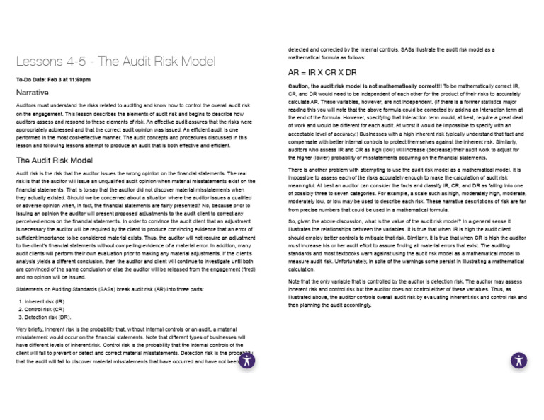 Understanding the Audit Risk Model | PDF | Audit | Risk