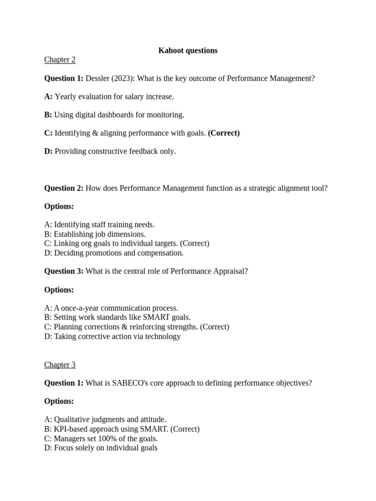 Kahoot Questions | PDF