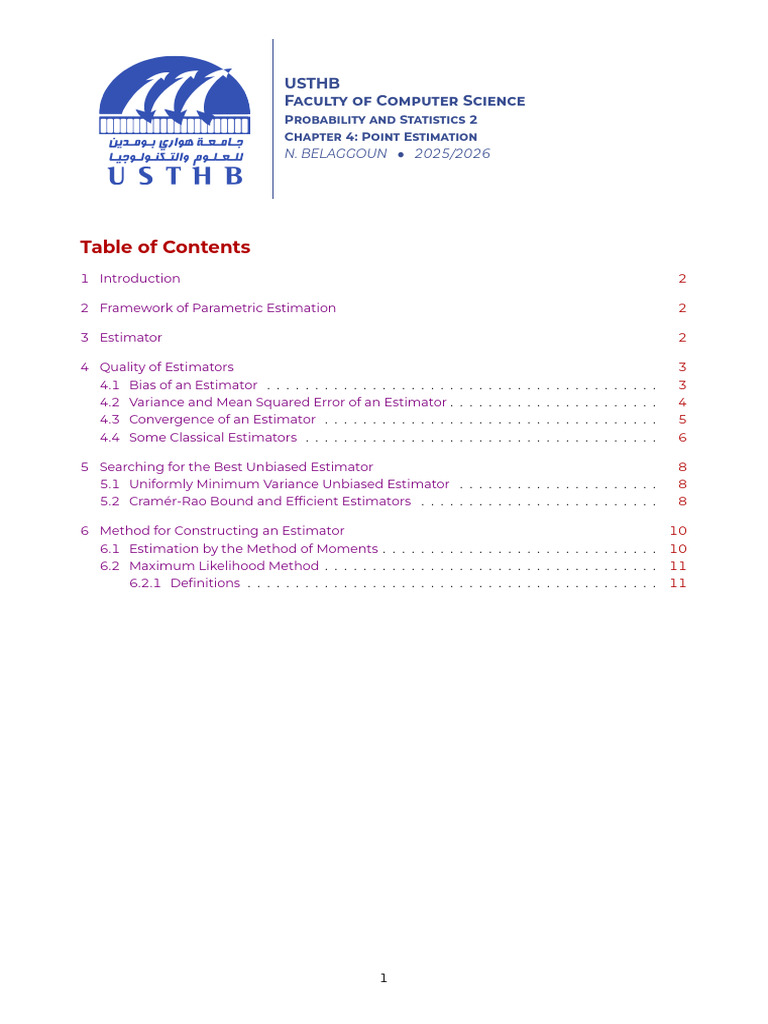 Chapter 4-Point Estimation | PDF | Estimator | Bias Of An Estimator